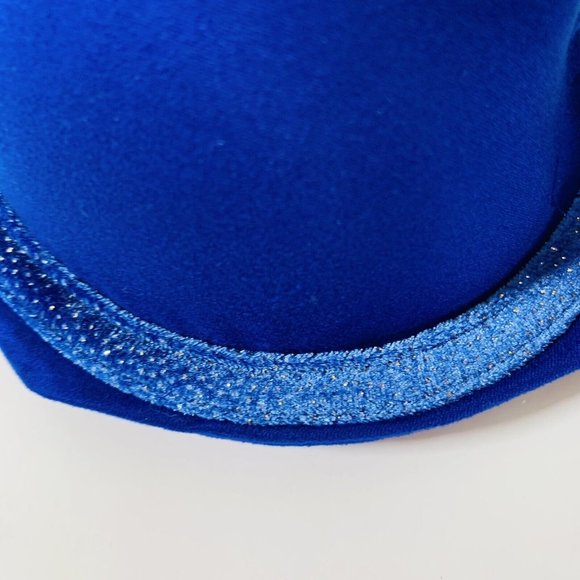 Victorias Secret Body By Victoria Blue Lined Demi Bra Sz 34B Velour Trim Glitter - Picture 5 of 11